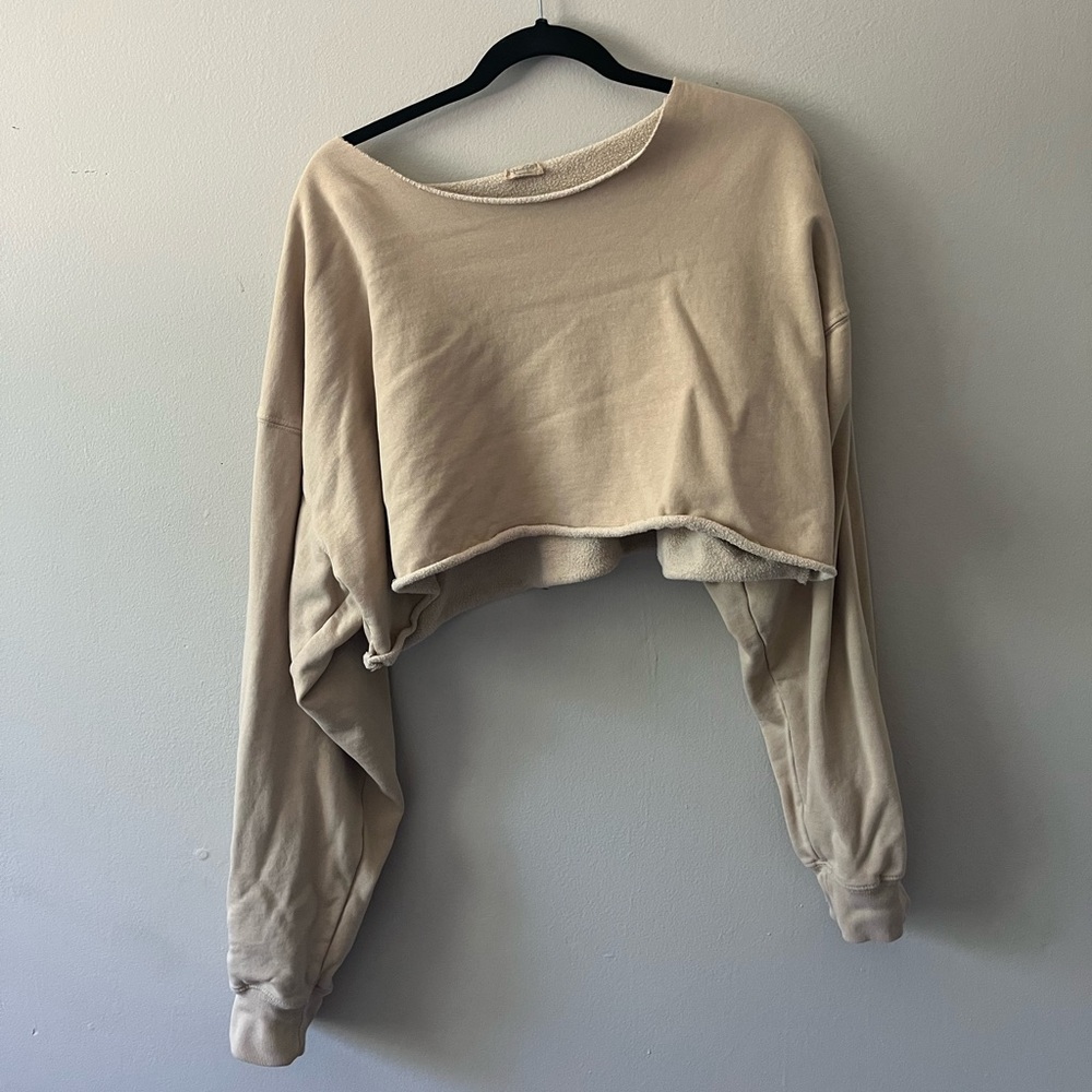 john galt creme cropped crewneck